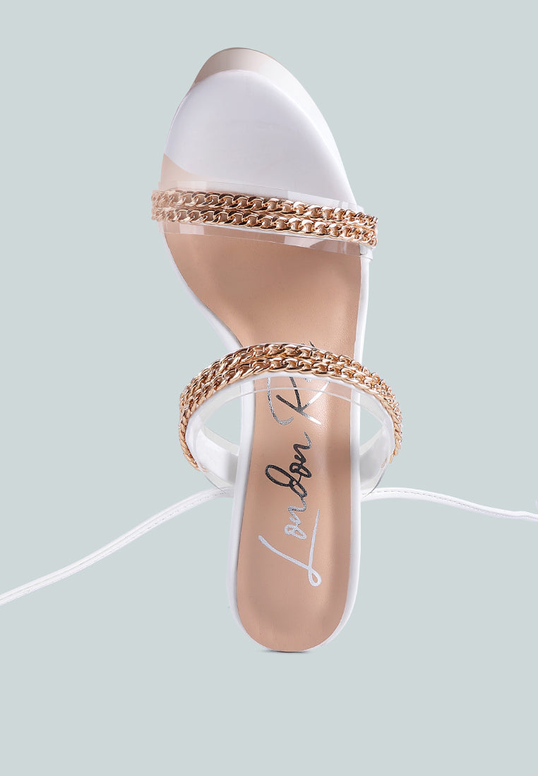 Indulgence Metal Chain Lace Up Chunky Sandals - Tigbul's Variety Fashion Shop