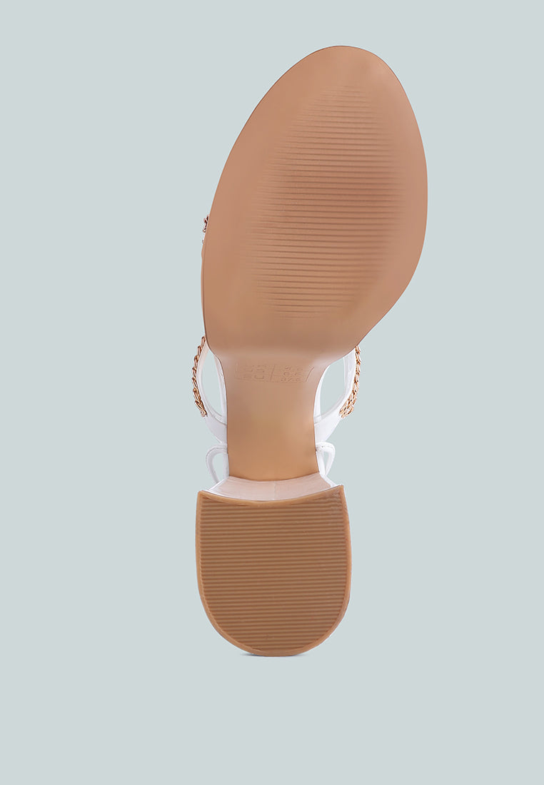 Indulgence Metal Chain Lace Up Chunky Sandals - Tigbul's Variety Fashion Shop