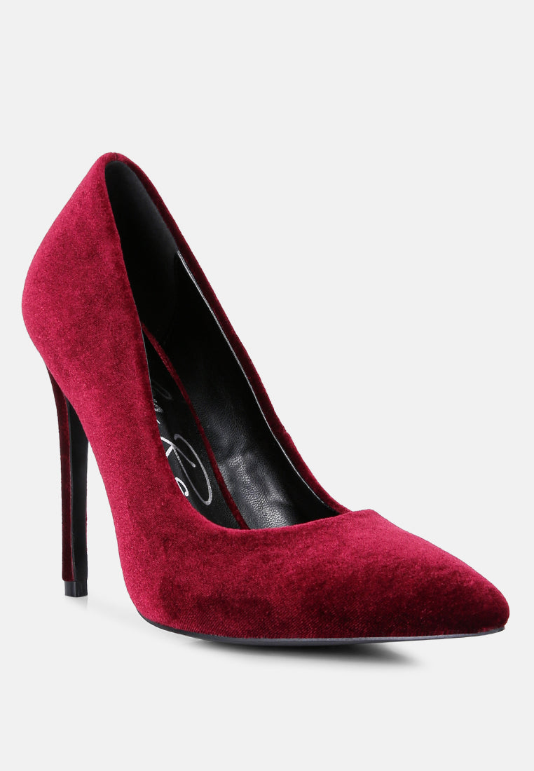 Janessa Velvet Stiletto Heel Pumps - Tigbul's Variety Fashion Shop