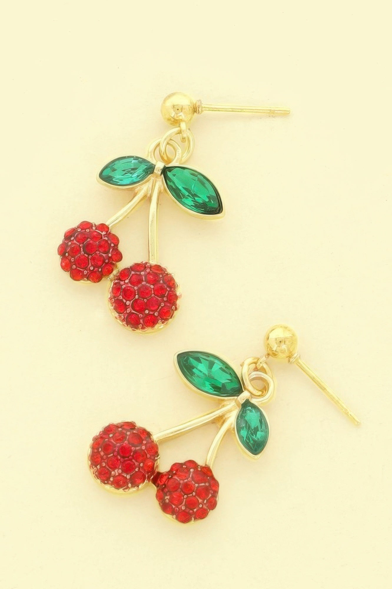 Jeweled Red Cherry Post Earrings - Tigbul's Variety Fashion Shop