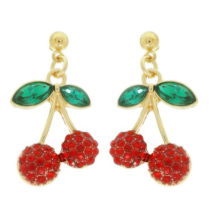 Jeweled Red Cherry Post Earrings - Tigbul's Variety Fashion Shop