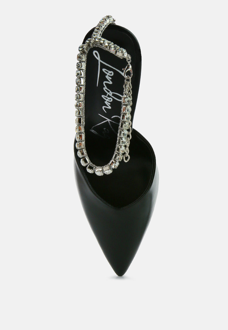 Joyce Diamante Embellished Stiletto Mule Sandals - Tigbul's Variety Fashion Shop