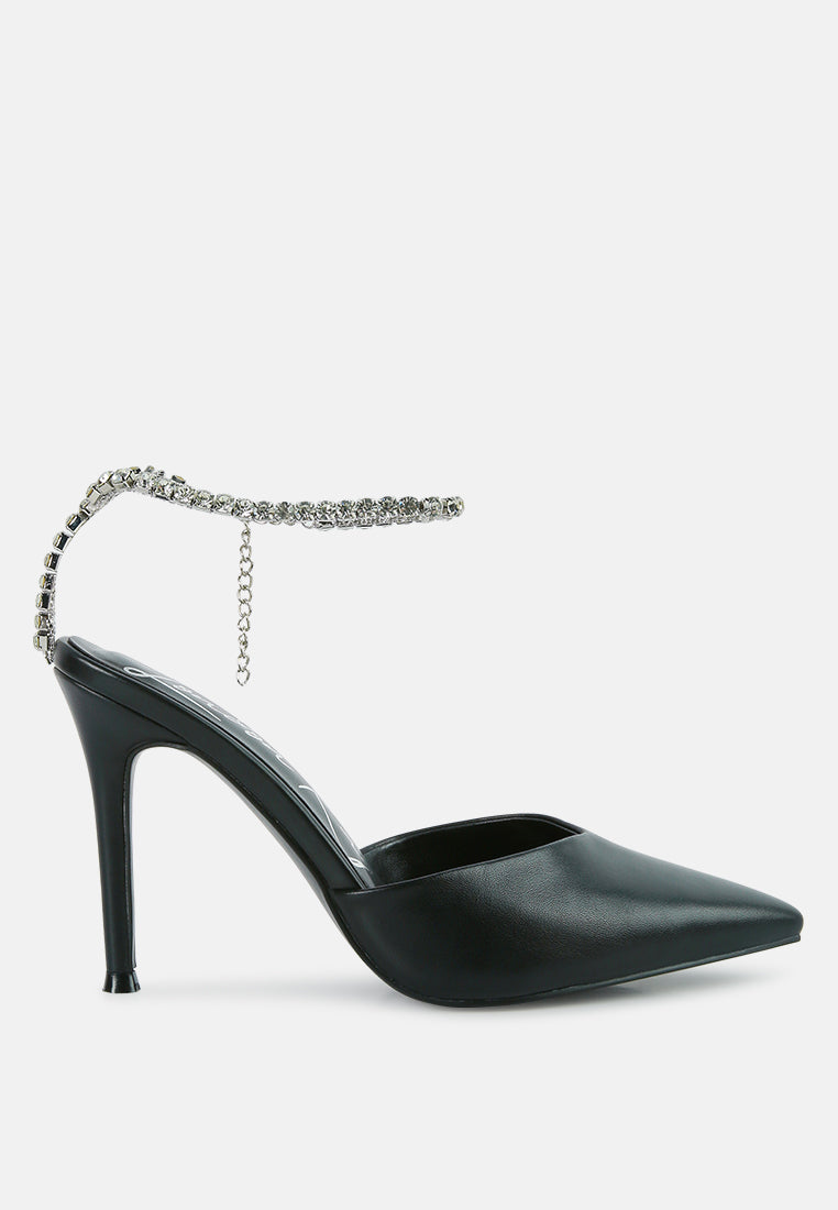 Joyce Diamante Embellished Stiletto Mule Sandals - Tigbul's Variety Fashion Shop
