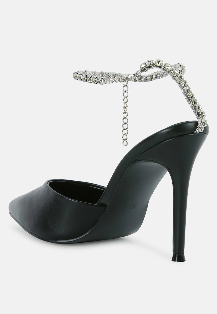 Joyce Diamante Embellished Stiletto Mule Sandals - Tigbul's Variety Fashion Shop