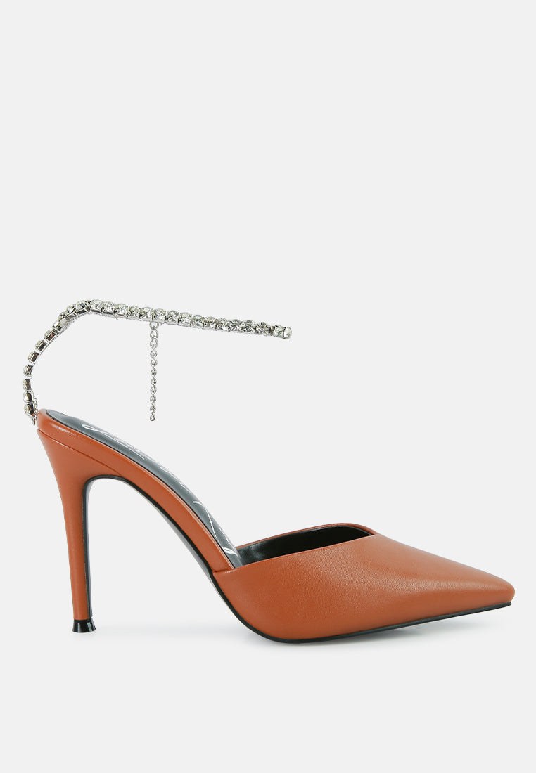 Joyce Diamante Embellished Stiletto Mule Sandals - Tigbul's Variety Fashion Shop