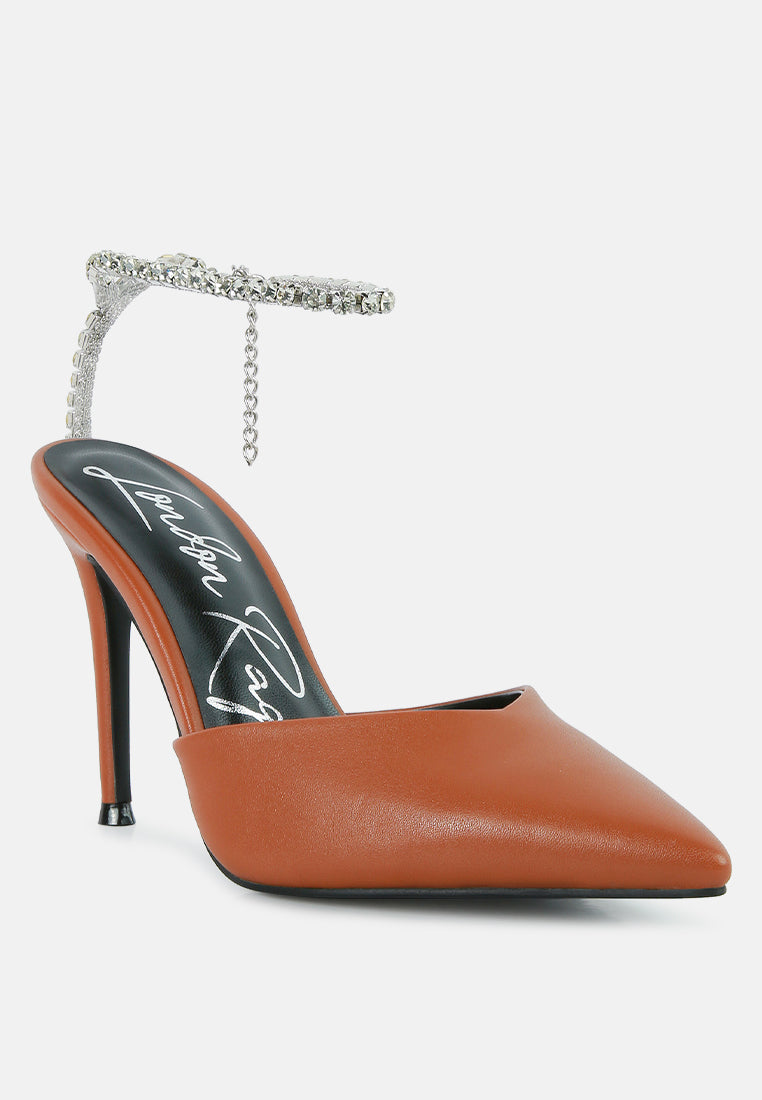 Joyce Diamante Embellished Stiletto Mule Sandals - Tigbul's Variety Fashion Shop