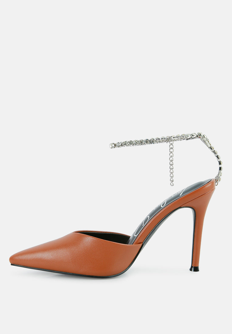 Joyce Diamante Embellished Stiletto Mule Sandals - Tigbul's Variety Fashion Shop