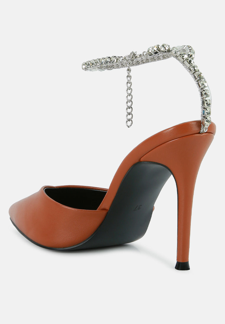 Joyce Diamante Embellished Stiletto Mule Sandals - Tigbul's Variety Fashion Shop
