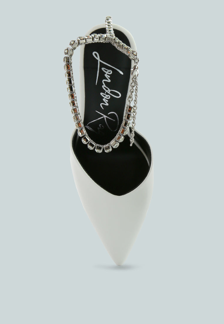 Joyce Diamante Embellished Stiletto Mule Sandals - Tigbul's Variety Fashion Shop