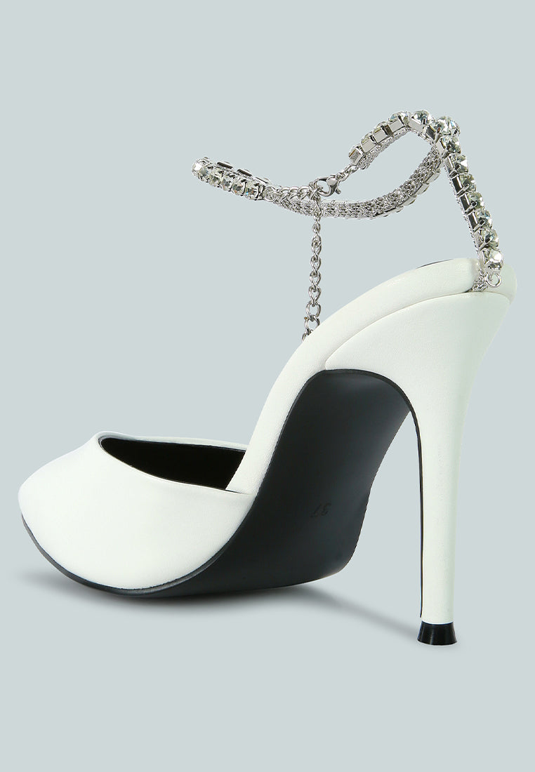 Joyce Diamante Embellished Stiletto Mule Sandals - Tigbul's Variety Fashion Shop