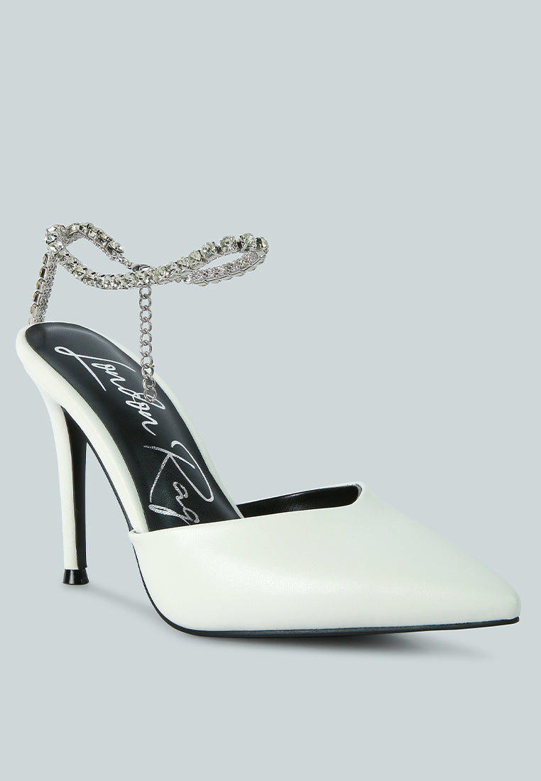 Joyce Diamante Embellished Stiletto Mule Sandals - Tigbul's Variety Fashion Shop