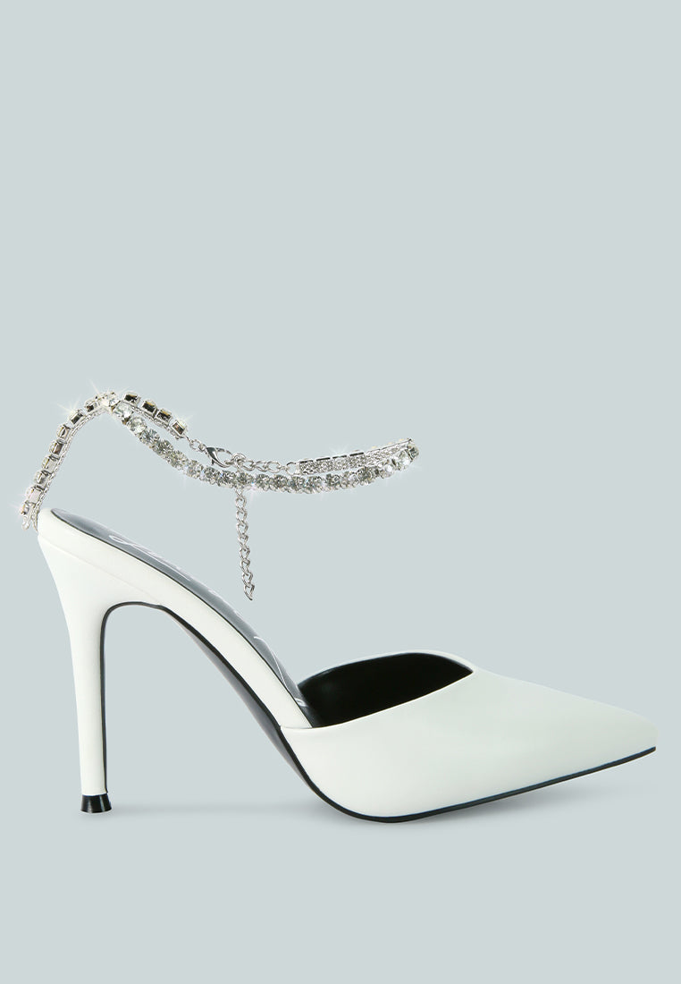 Joyce Diamante Embellished Stiletto Mule Sandals - Tigbul's Variety Fashion Shop
