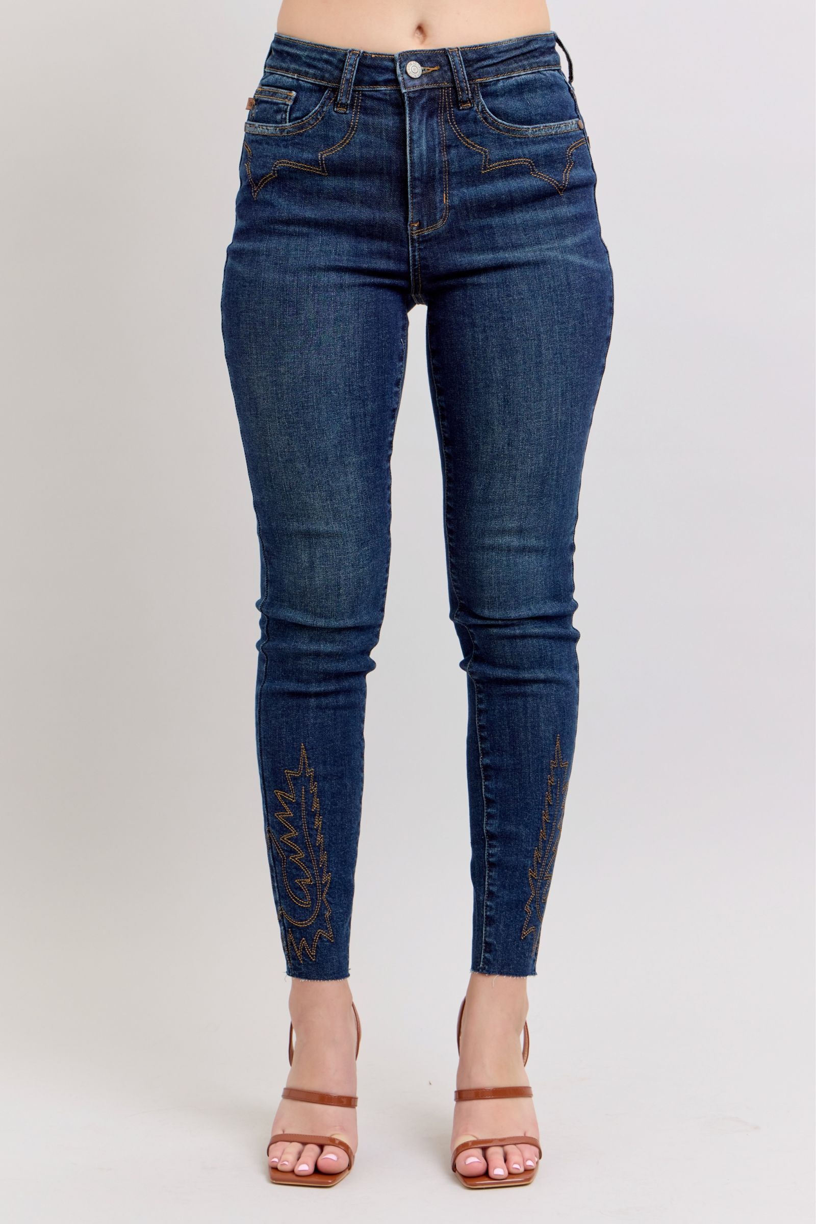 Judy Blue Full Size Embroidered High Rise Skinny Jeans Plus Size - Tigbul's Variety Fashion Shop