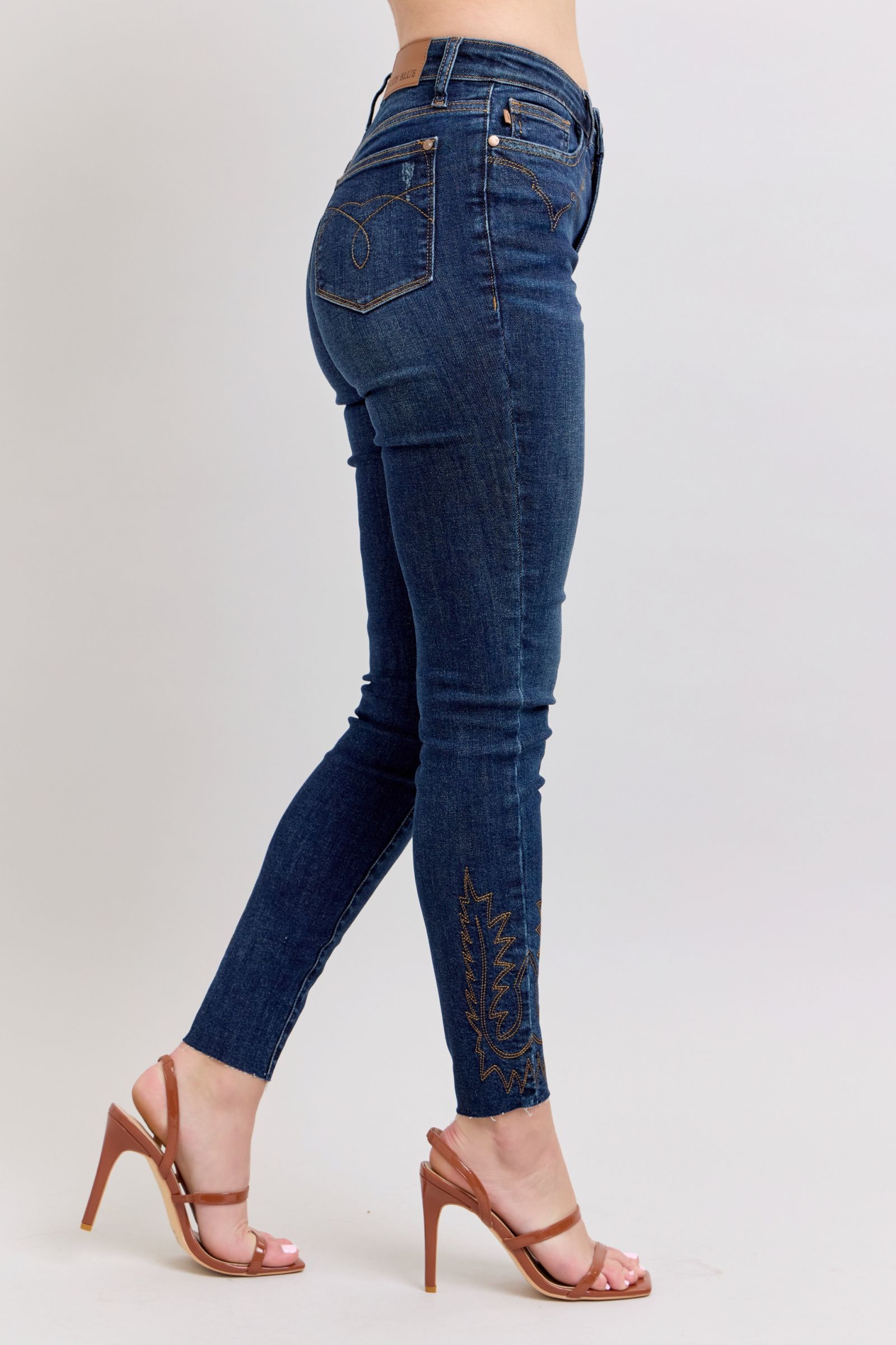Judy Blue Full Size Embroidered High Rise Skinny Jeans Plus Size - Tigbul's Variety Fashion Shop