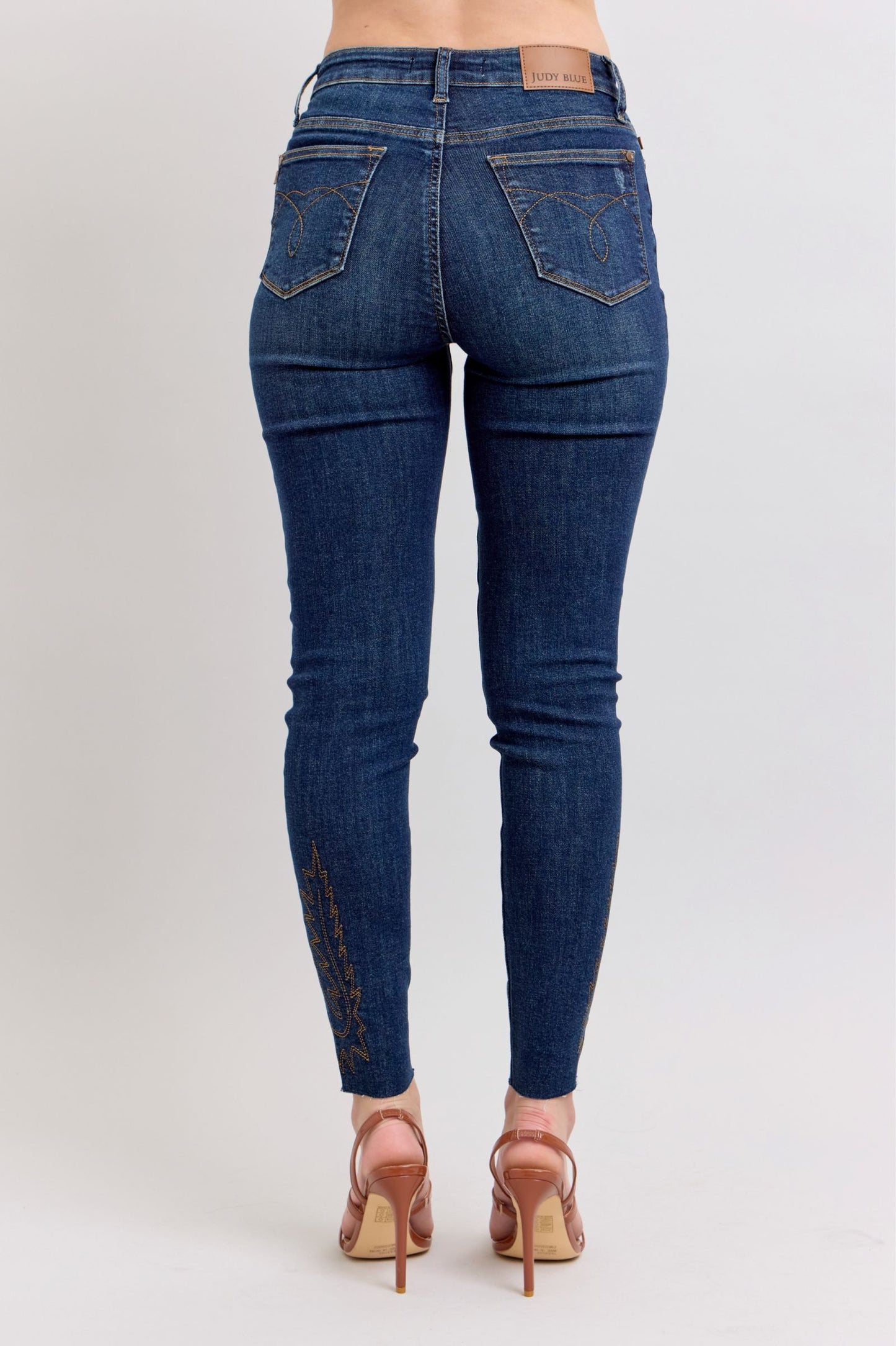 Judy Blue Full Size Embroidered High Rise Skinny Jeans Plus Size - Tigbul's Variety Fashion Shop