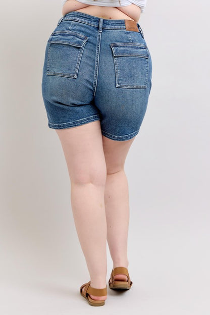 Judy Blue Full Size High Rise Denim Shorts Plus Size - Tigbul's Variety Fashion Shop