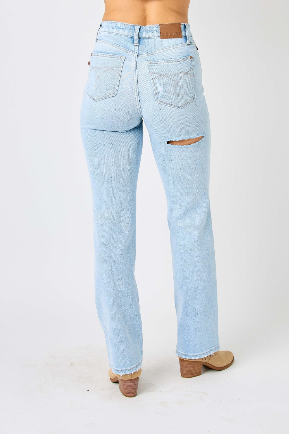 Judy Blue Full Size High Waist Distressed Straight Jeans - Tigbul's Variety Fashion Shop