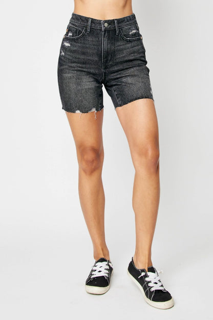 Judy Blue Full Size High Waist Tummy Control Denim Shorts - Tigbul's Variety Fashion Shop