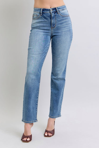 Judy Blue Full Size Wash Thermal Straight Jeans with Pockets - Tigbul's Variety Fashion Shop