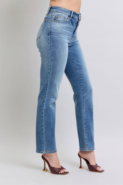 Judy Blue Full Size Wash Thermal Straight Jeans with Pockets - Tigbul's Variety Fashion Shop