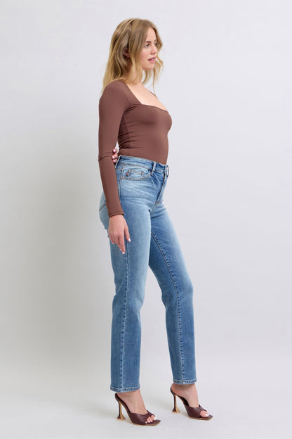 Judy Blue Full Size Wash Thermal Straight Jeans with Pockets - Tigbul's Variety Fashion Shop