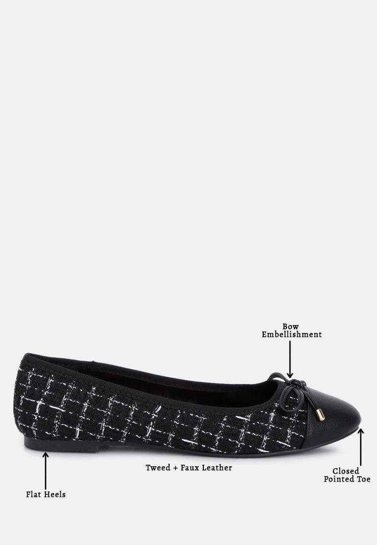 Junpey Plaid Tweed Ballet Flats - Tigbul's Variety Fashion Shop