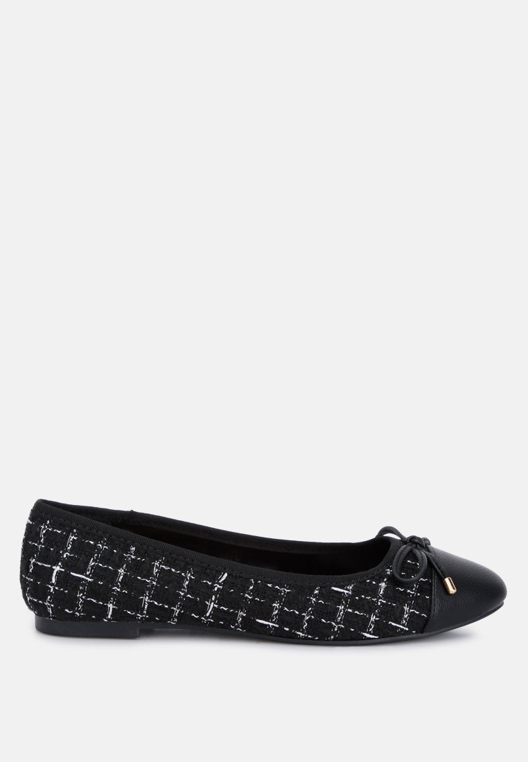 Junpey Plaid Tweed Ballet Flats - Tigbul's Variety Fashion Shop