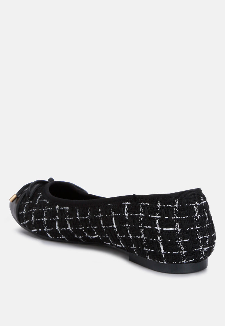 Junpey Plaid Tweed Ballet Flats - Tigbul's Variety Fashion Shop