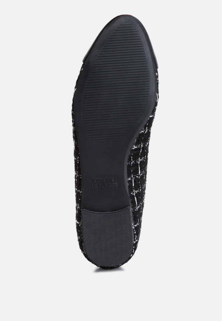 Junpey Plaid Tweed Ballet Flats - Tigbul's Variety Fashion Shop