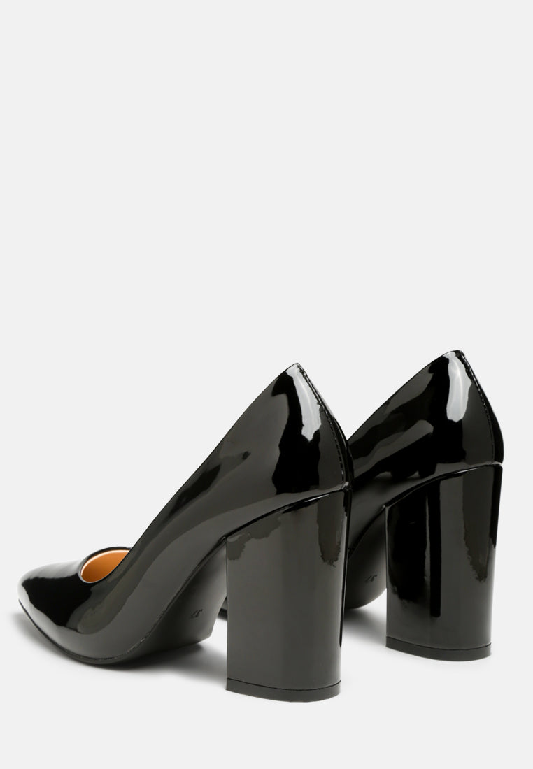 Kamira Patent Block Heeled Pumps - Tigbul's Variety Fashion Shop