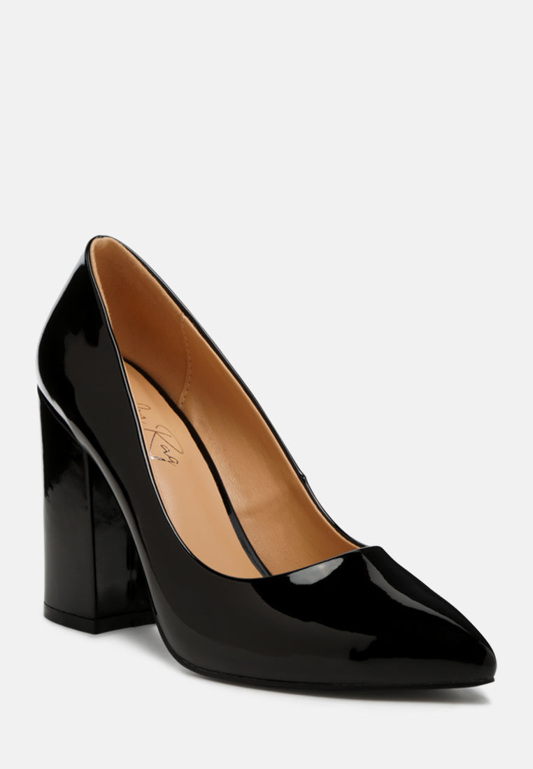 Kamira Patent Block Heeled Pumps - Tigbul's Variety Fashion Shop