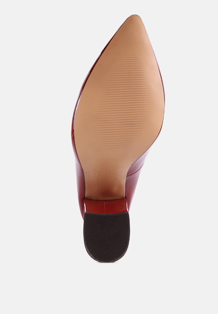 Kamira Patent Block Heeled Pumps - Tigbul's Variety Fashion Shop