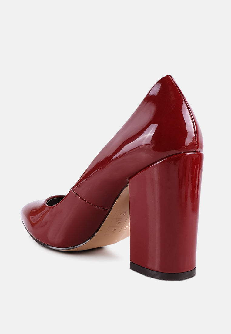 Kamira Patent Block Heeled Pumps - Tigbul's Variety Fashion Shop