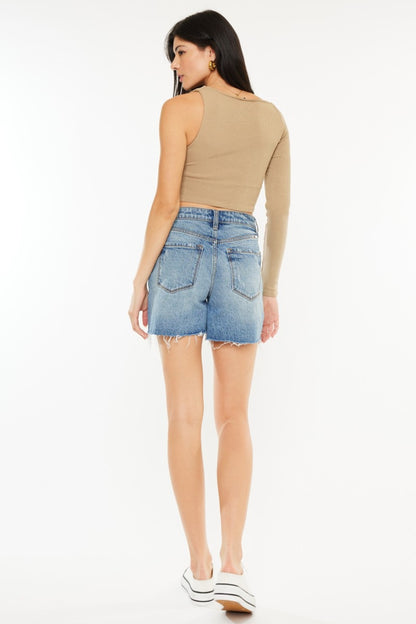 Kancan Full Size Raw Hem High Waist Denim Shorts - Tigbul's Variety Fashion Shop