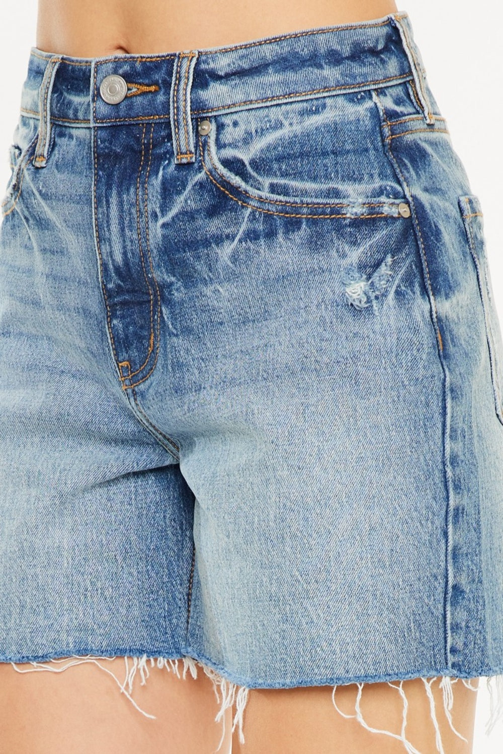 Kancan Full Size Raw Hem High Waist Denim Shorts - Tigbul's Variety Fashion Shop