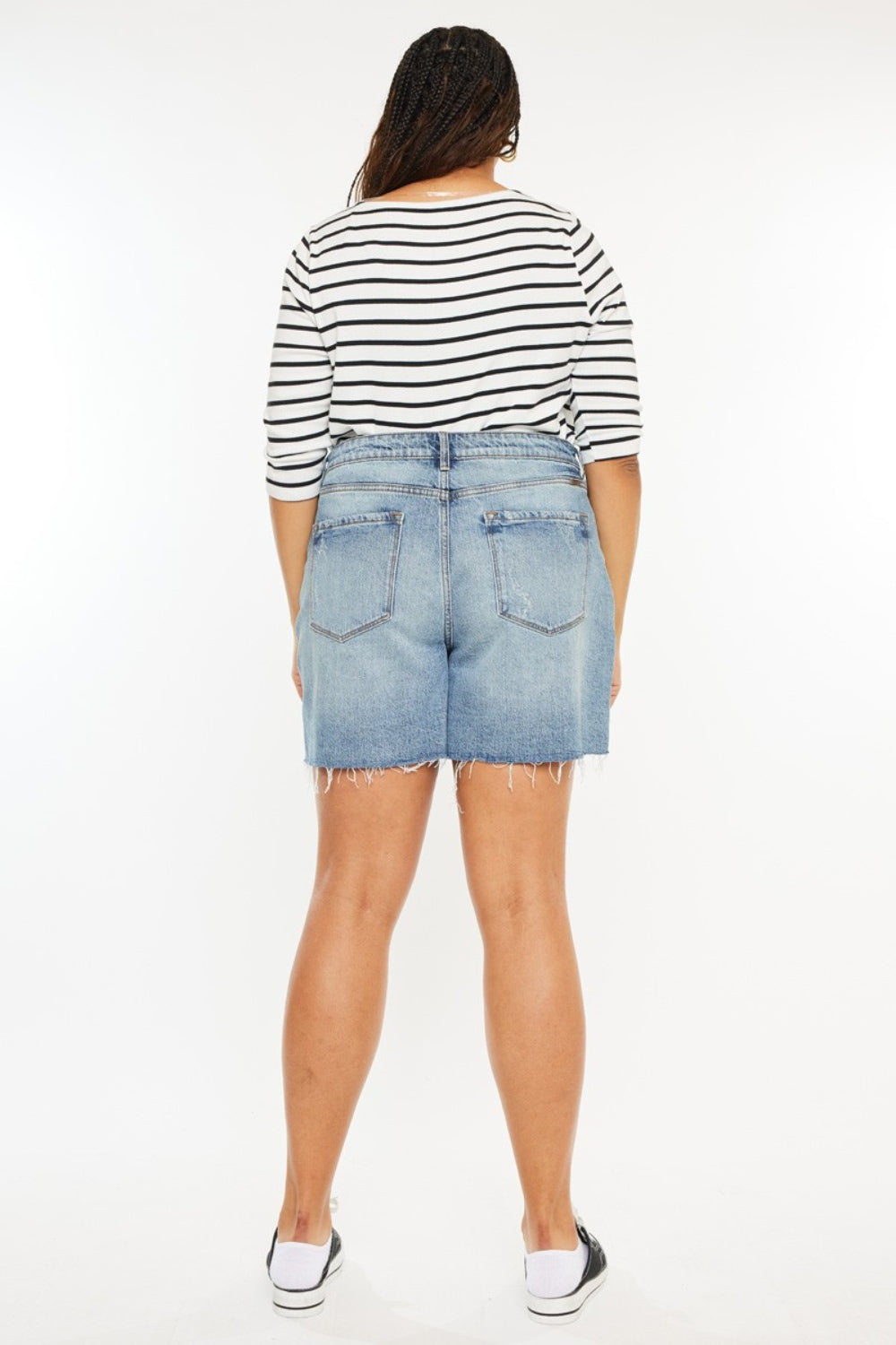 Kancan Full Size Raw Hem High Waist Denim Shorts - Tigbul's Variety Fashion Shop