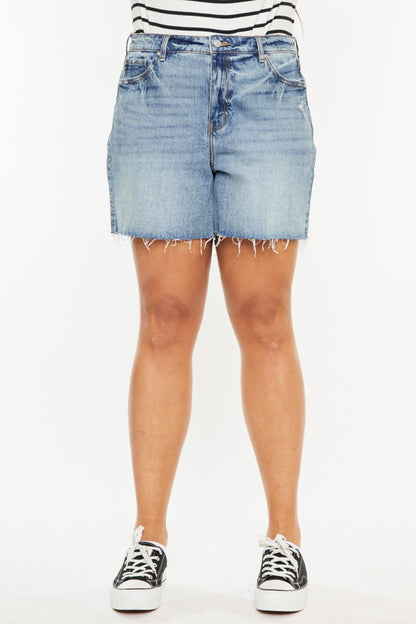 Kancan Full Size Raw Hem High Waist Denim Shorts - Tigbul's Variety Fashion Shop