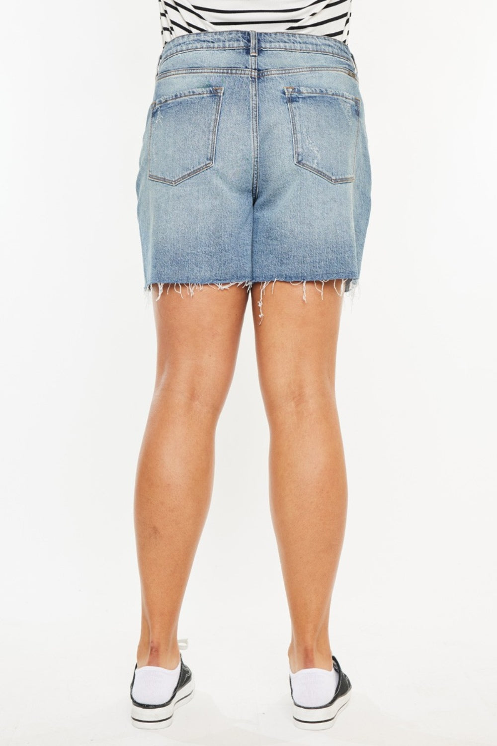 Kancan Full Size Raw Hem High Waist Denim Shorts - Tigbul's Variety Fashion Shop
