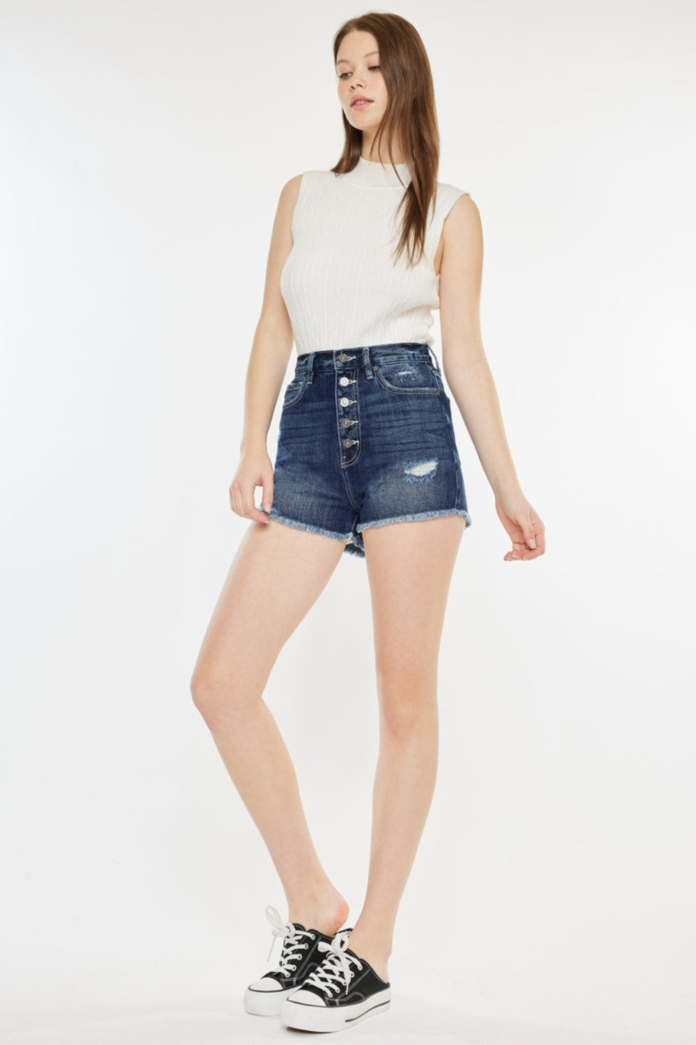 Kancan Raw Hem Button Fly Denim Shorts - Tigbul's Variety Fashion Shop