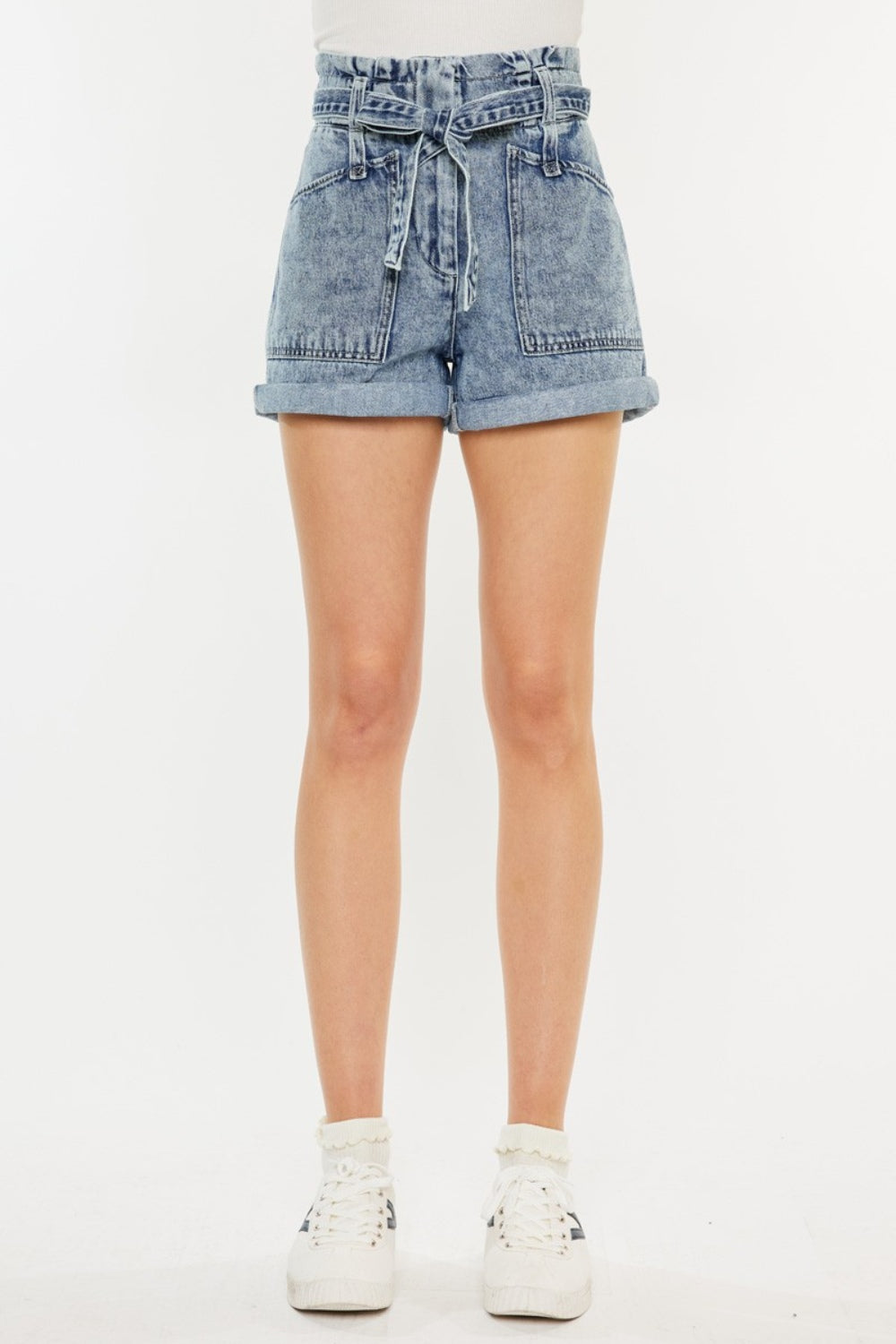 Kancan Ultra High Rise Paperbag Denim Shorts - Tigbul's Variety Fashion Shop