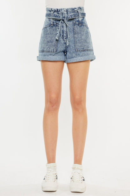Kancan Ultra High Rise Paperbag Denim Shorts - Tigbul's Variety Fashion Shop