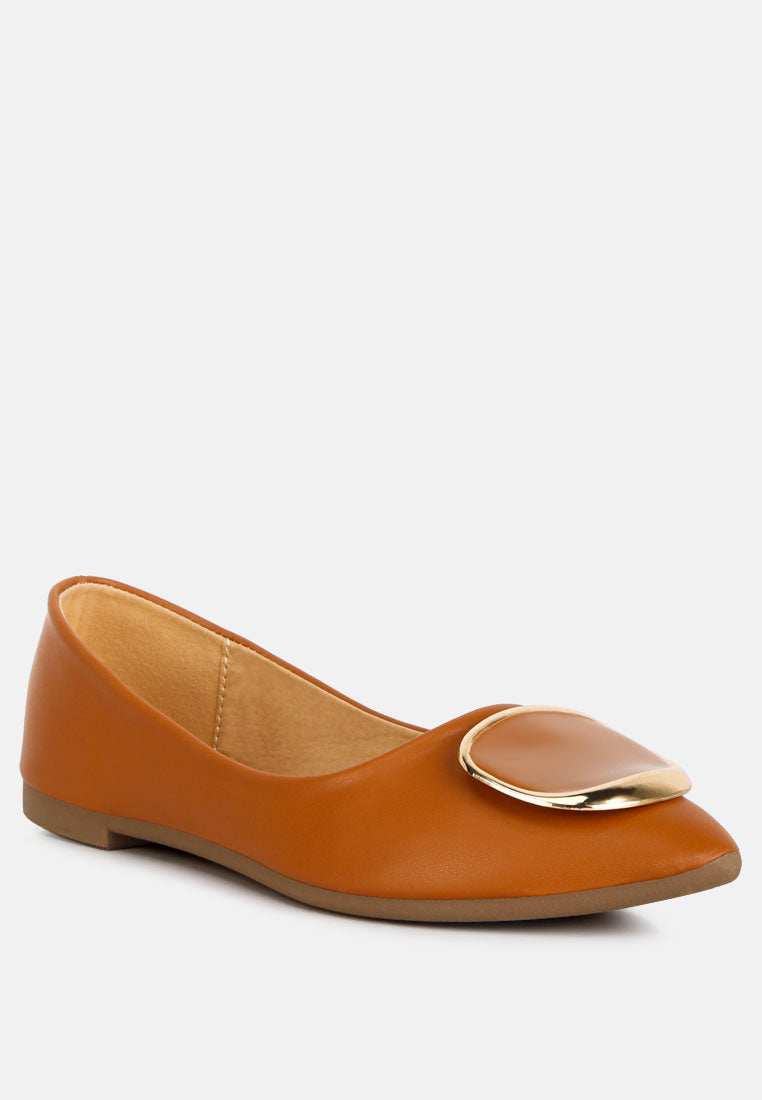 Karder Brooch Detail Ballet Flats - Tigbul's Variety Fashion Shop