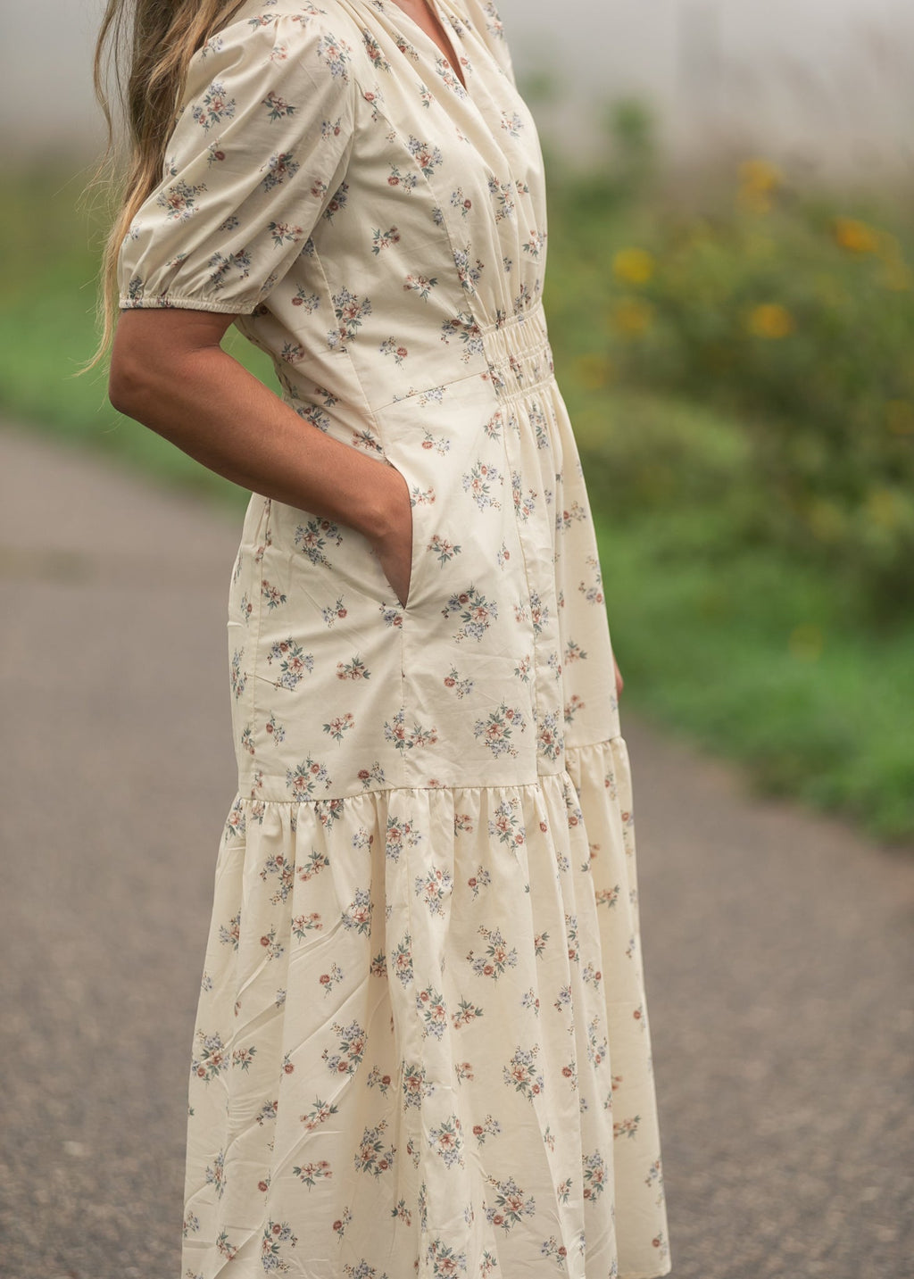 Katrina Half Sleeve Floral Midi Dress - FINAL SALE