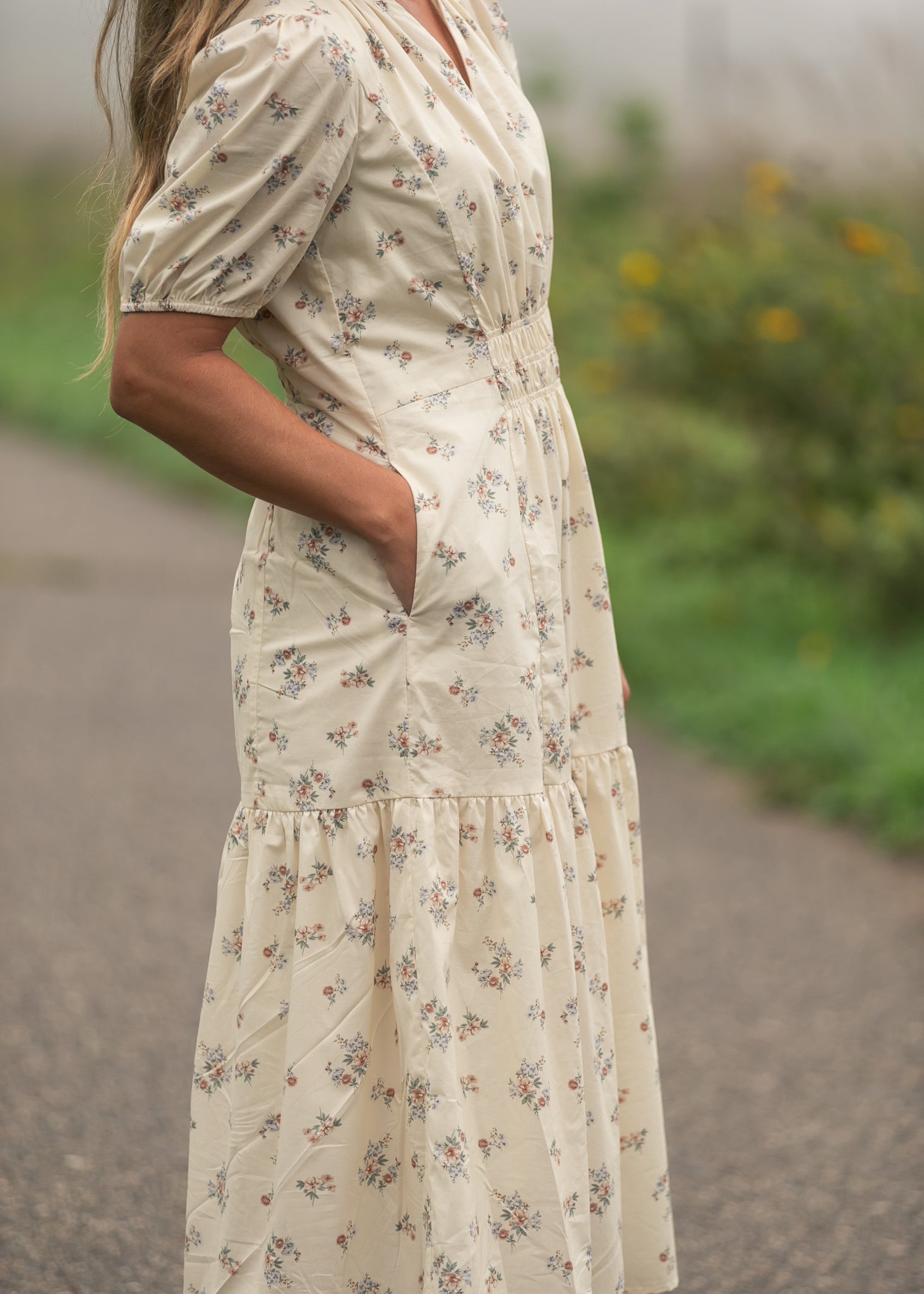 Katrina Half Sleeve Floral Midi Dress - FINAL SALE