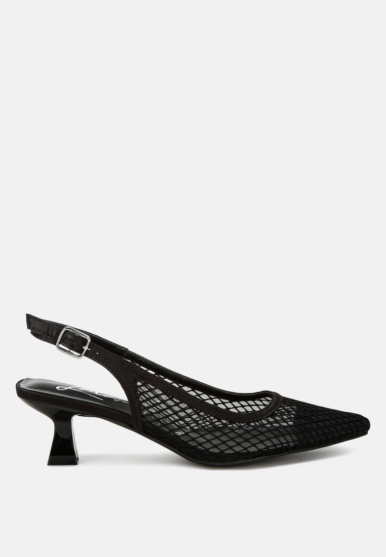 Kiev Mesh Pin Buckle Pointed Mules - Tigbul's Variety Fashion Shop