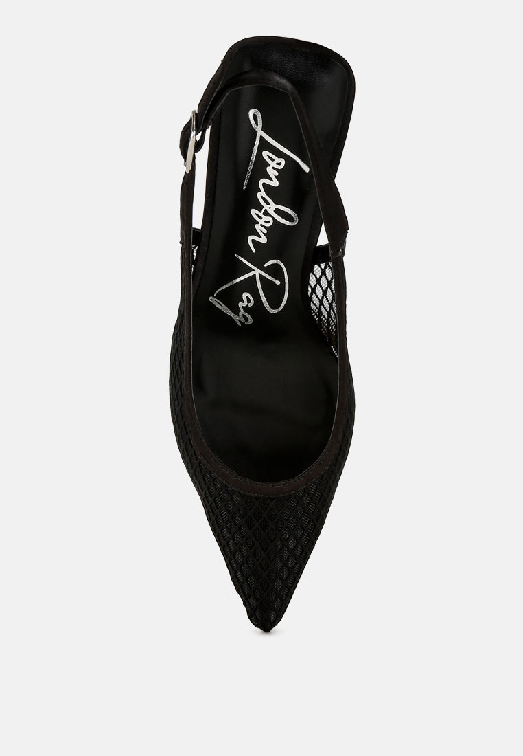 Kiev Mesh Pin Buckle Pointed Mules - Tigbul's Variety Fashion Shop