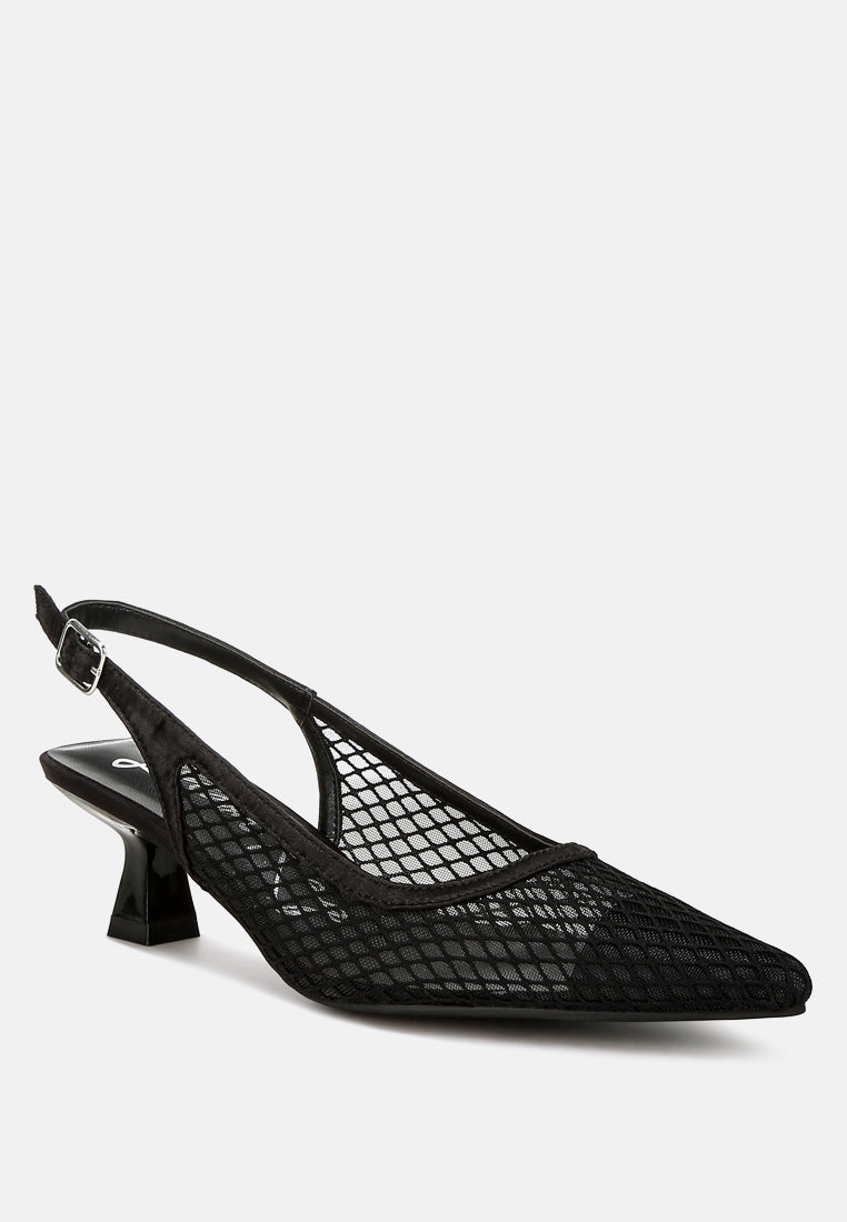 Kiev Mesh Pin Buckle Pointed Mules - Tigbul's Variety Fashion Shop