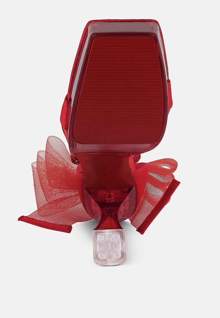 Kiri Satin Clear High Heeled Bow Sandals - Tigbul's Variety Fashion Shop