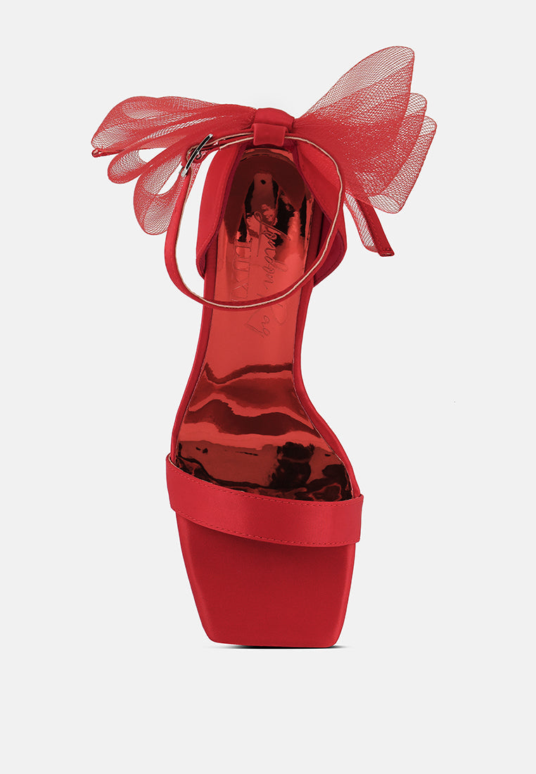 Kiri Satin Clear High Heeled Bow Sandals - Tigbul's Variety Fashion Shop