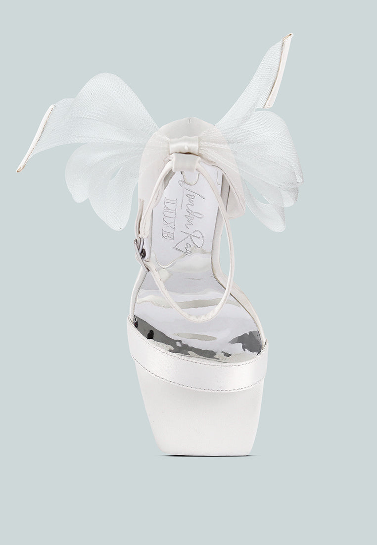 Kiri Satin Clear High Heeled Bow Sandals - Tigbul's Variety Fashion Shop